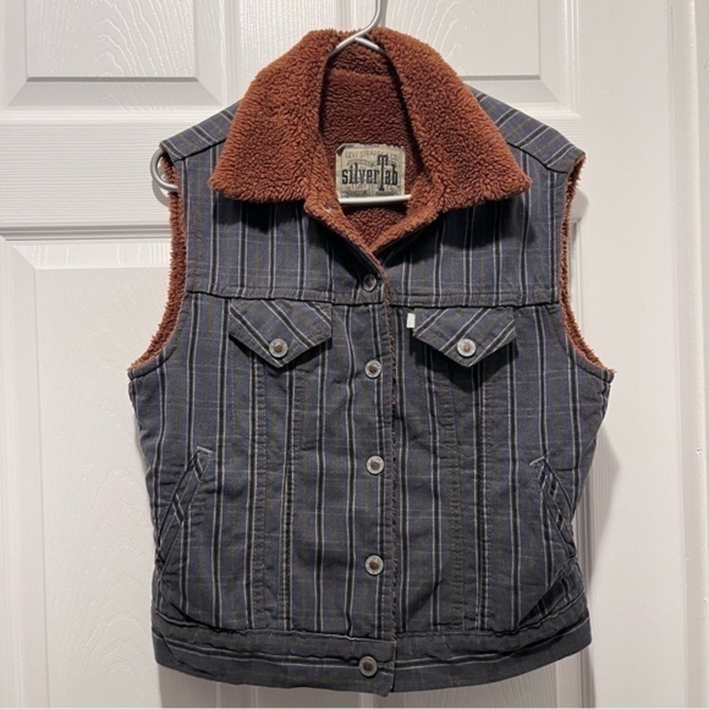 Levi’s vintage Strauss Silvertap trucker jacket vest autumn fall small women - Picture 1 of 6